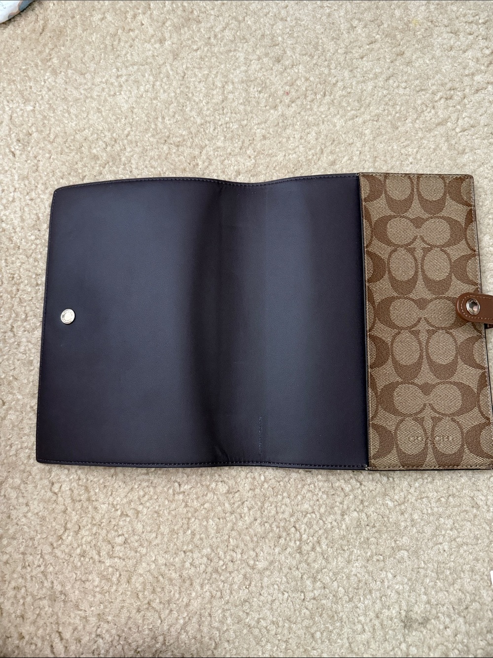 Coach Brown Signature Logo Notebook Cover with Snap - Picture 3 of 6